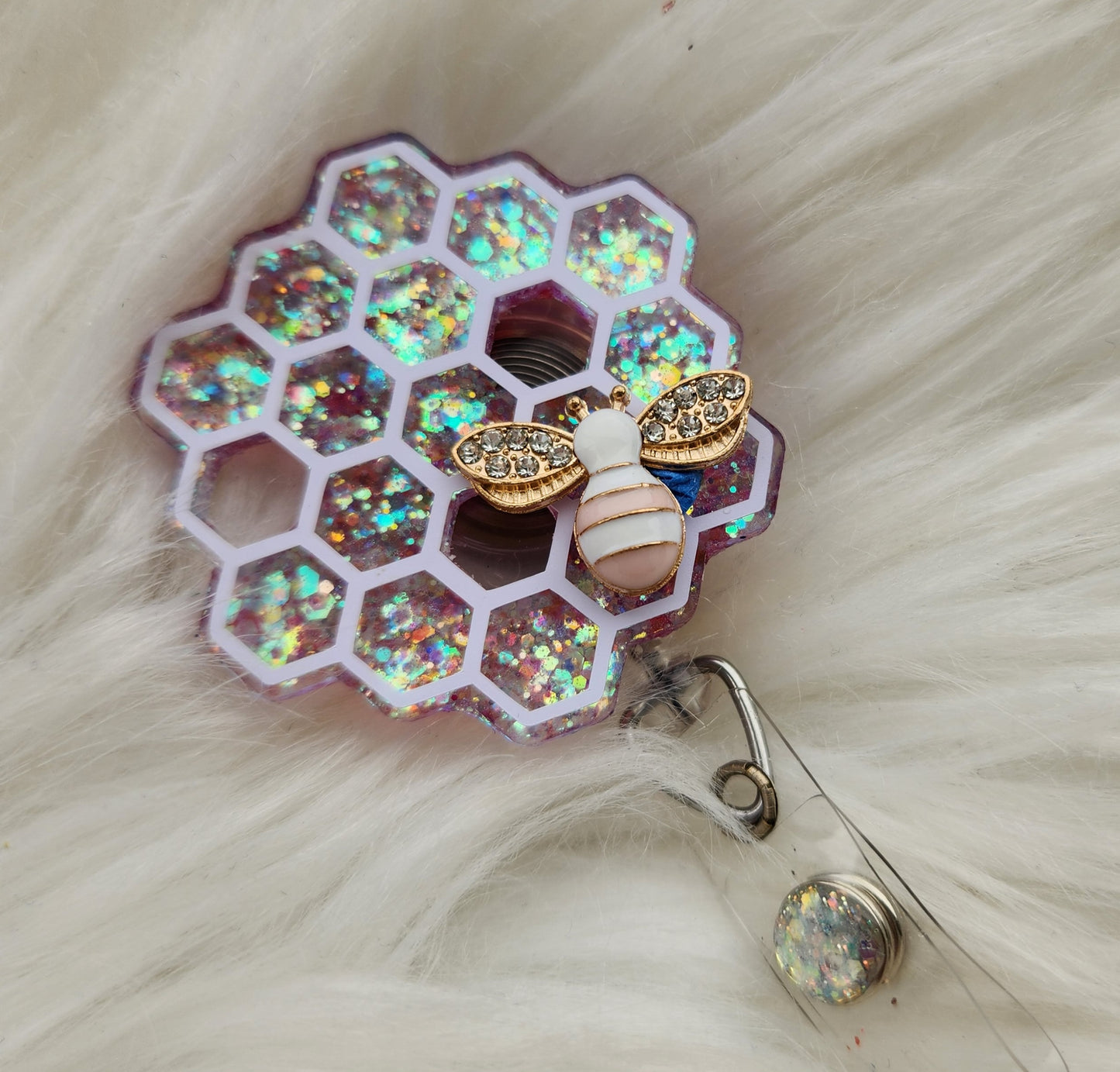 Honeycomb Badge Reel (pink)
