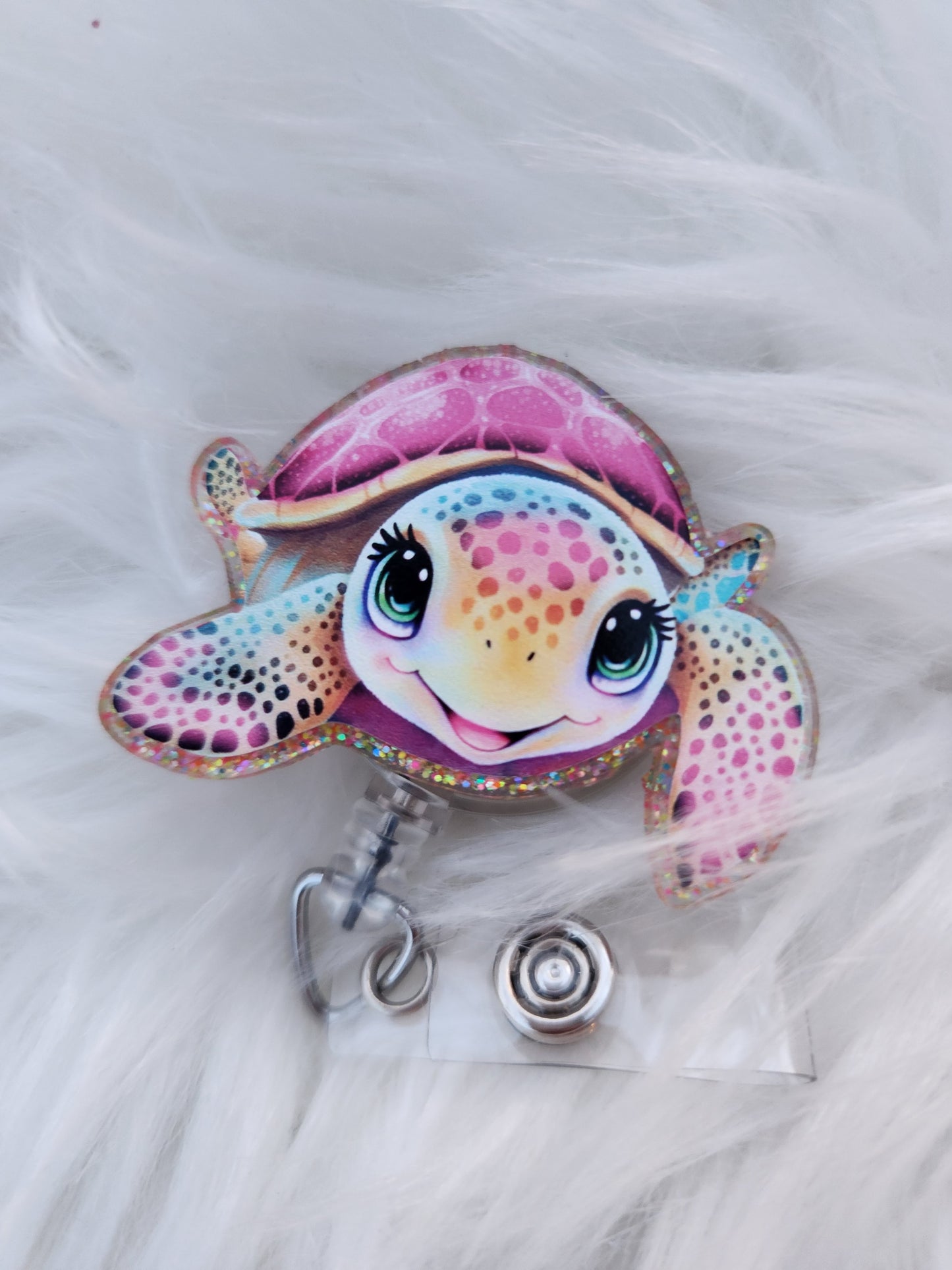 Pink Sea Turtle Badge Reel