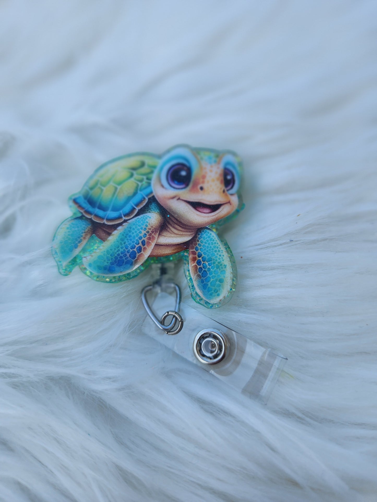 Blue Sea Turtle Badge Reel
