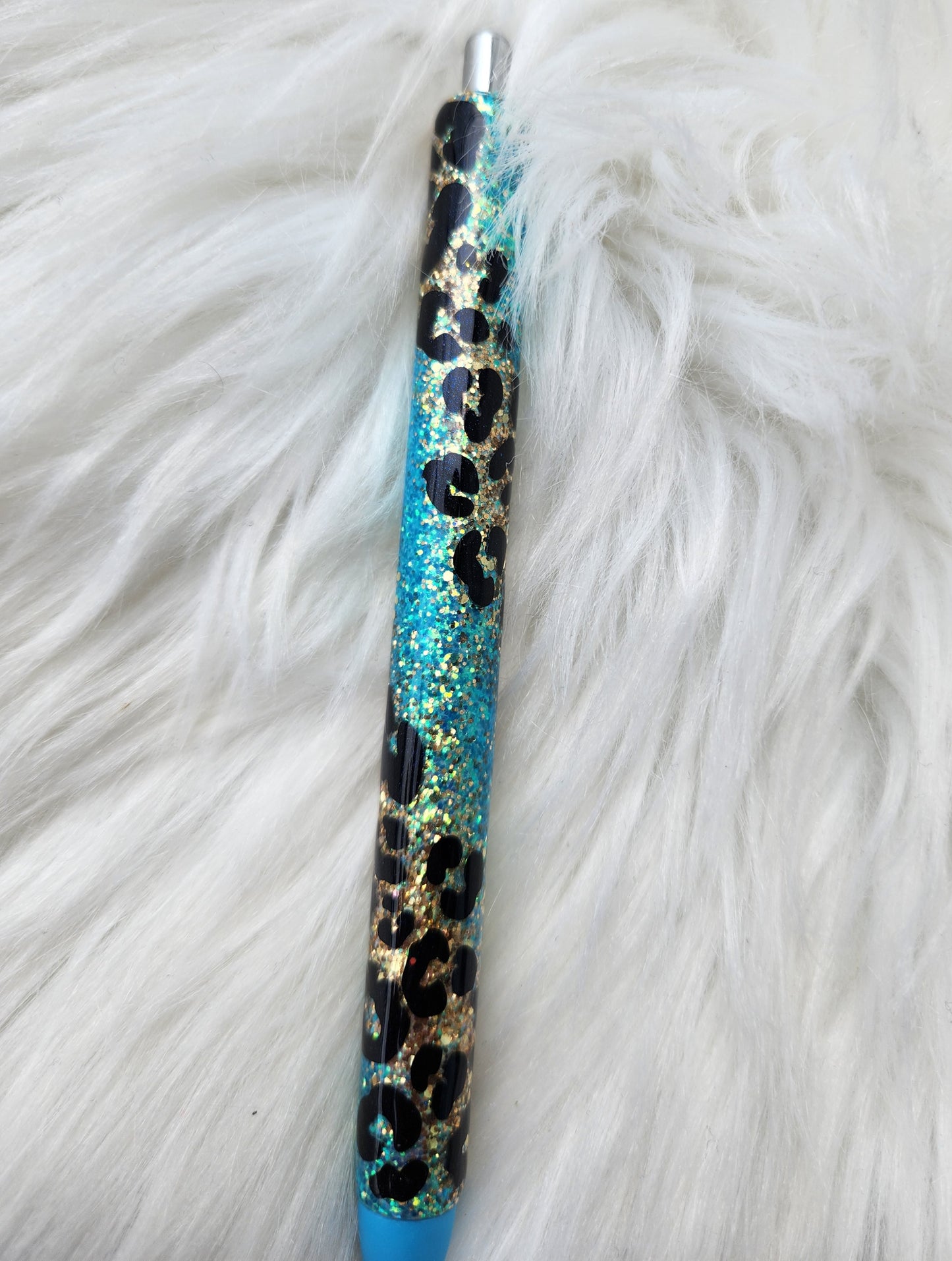 Swirl Leopard Pen Turquoise and Gold