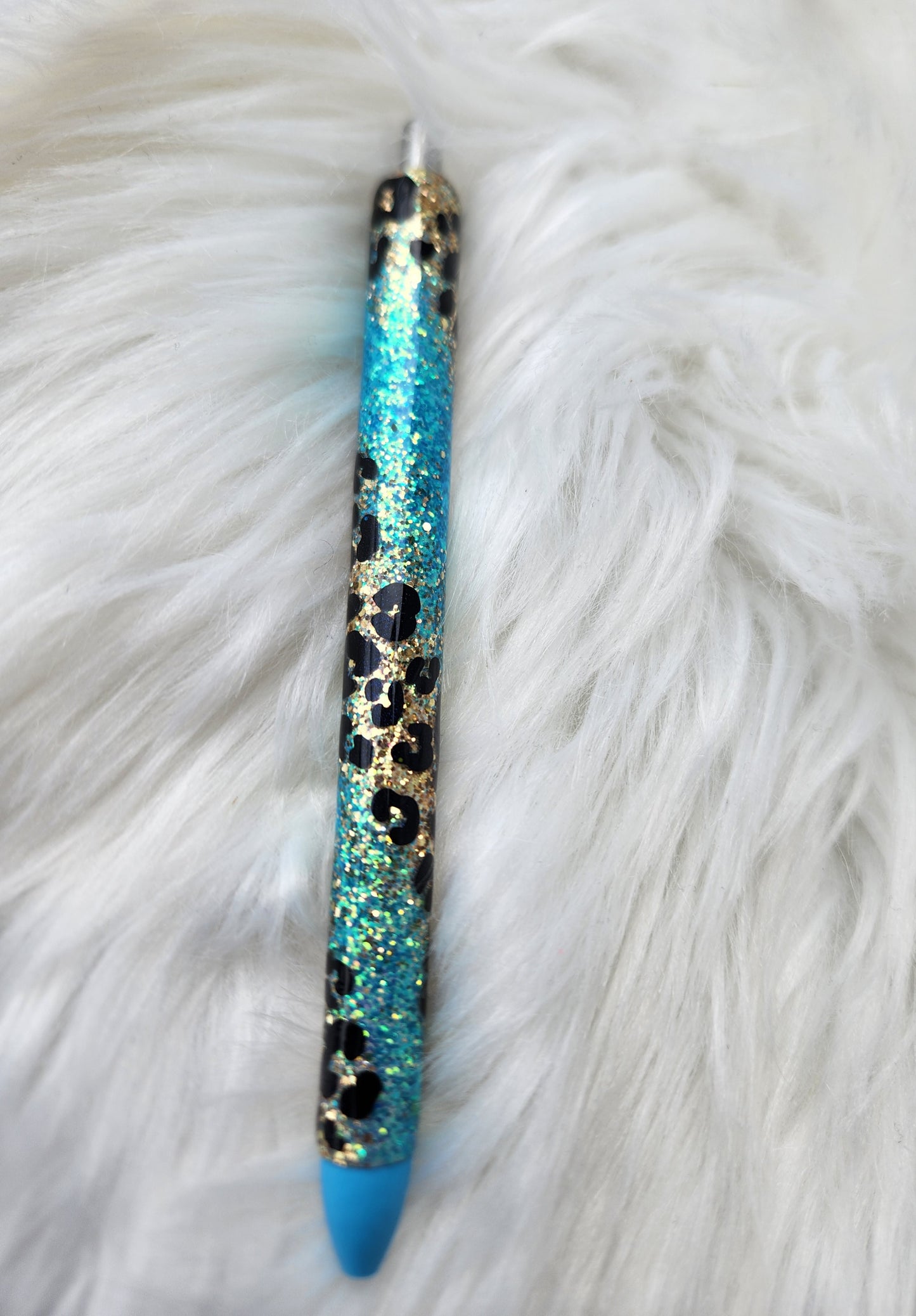 Swirl Leopard Pen Turquoise and Gold