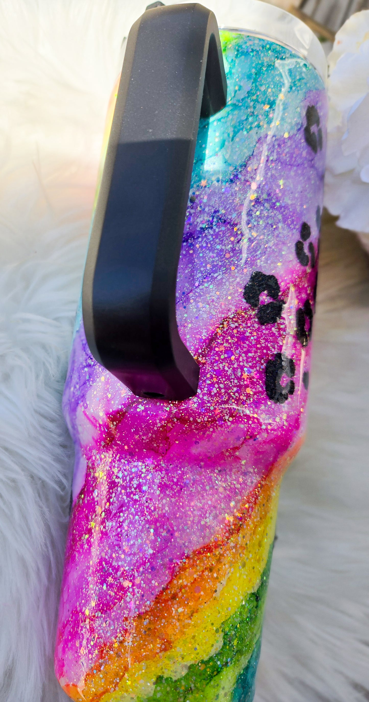 Custom Neon Leopard Swirl 40oz Tumbler