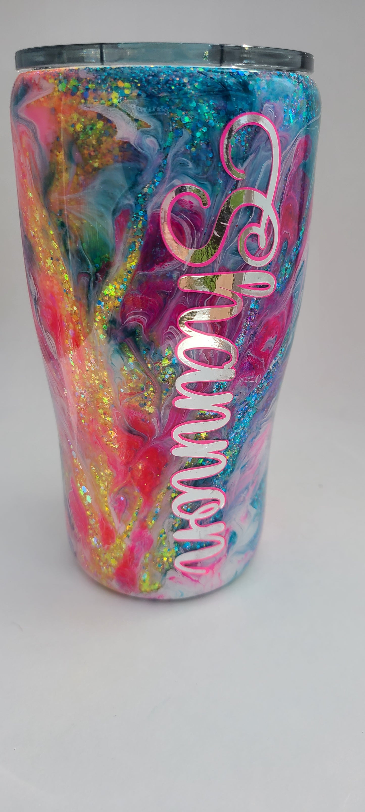 Neon Leopard Print Ink Swirl Tumbler