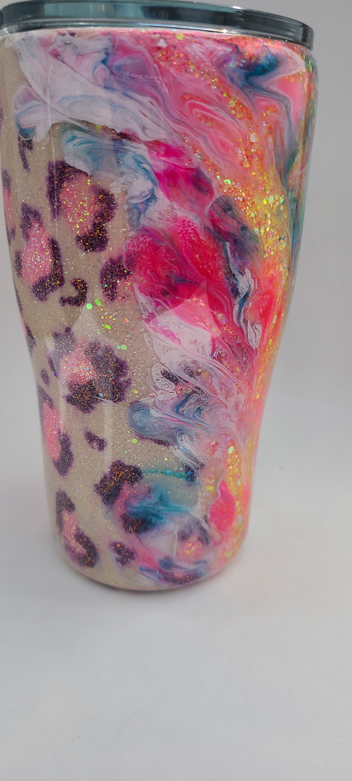 Neon Leopard Print Ink Swirl Tumbler