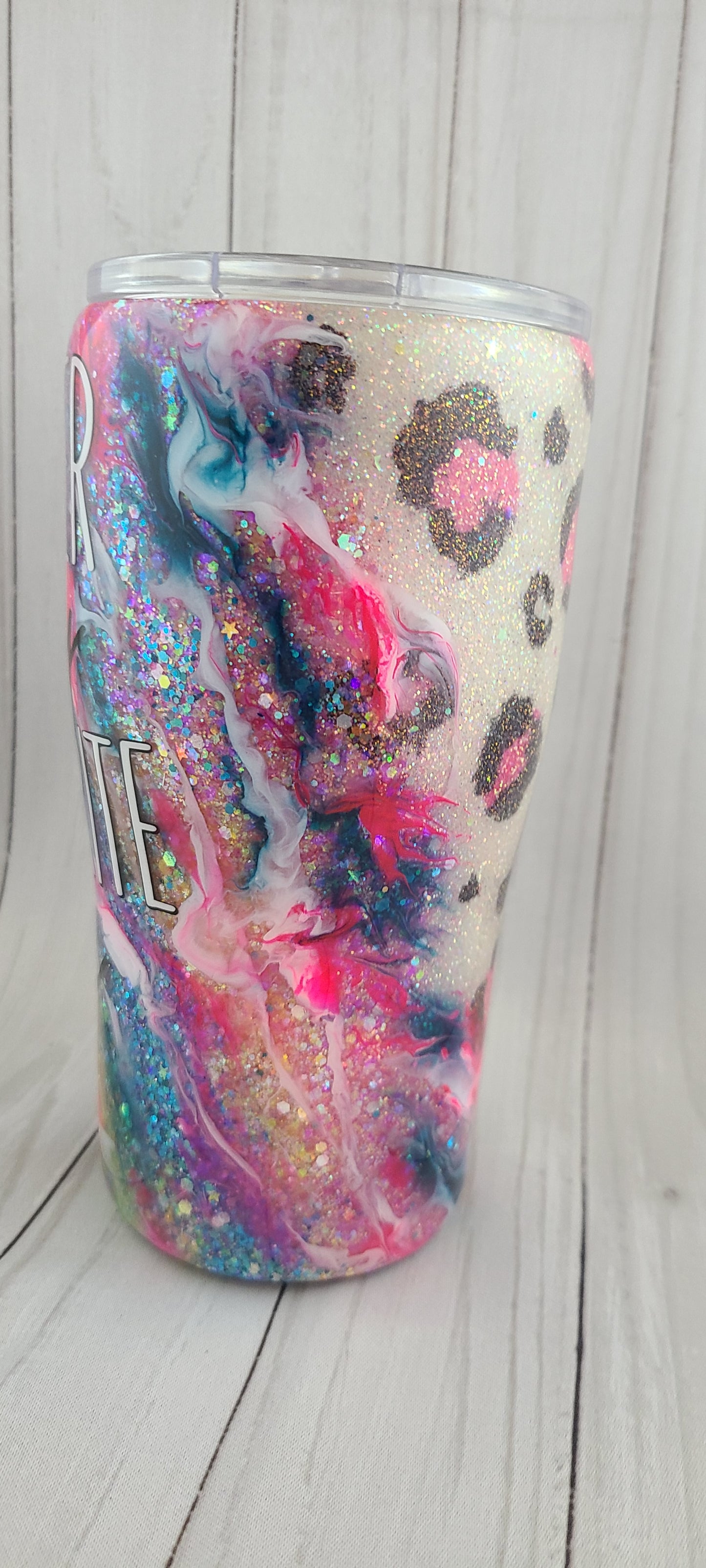 Neon Leopard Print Ink Swirl Tumbler