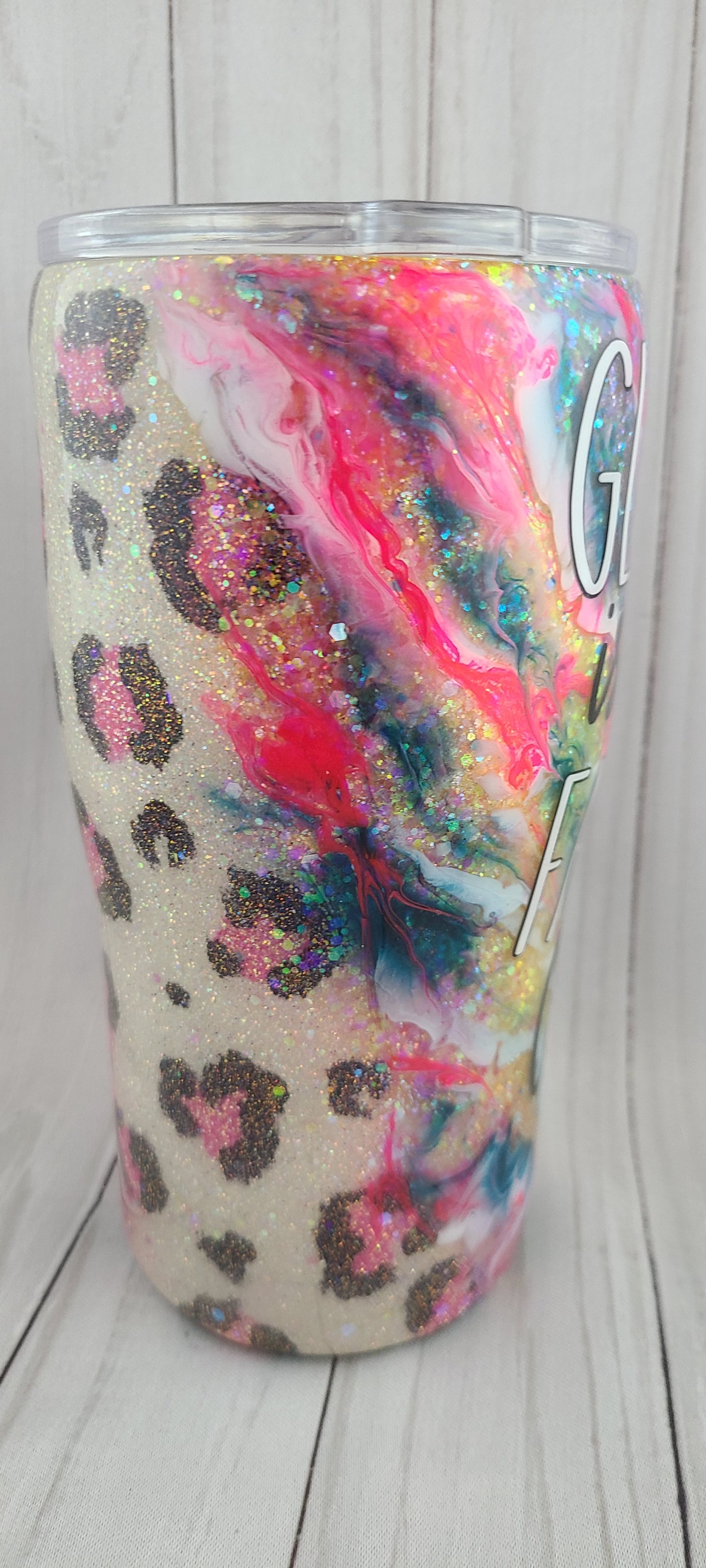 Neon Leopard Print Ink Swirl Tumbler