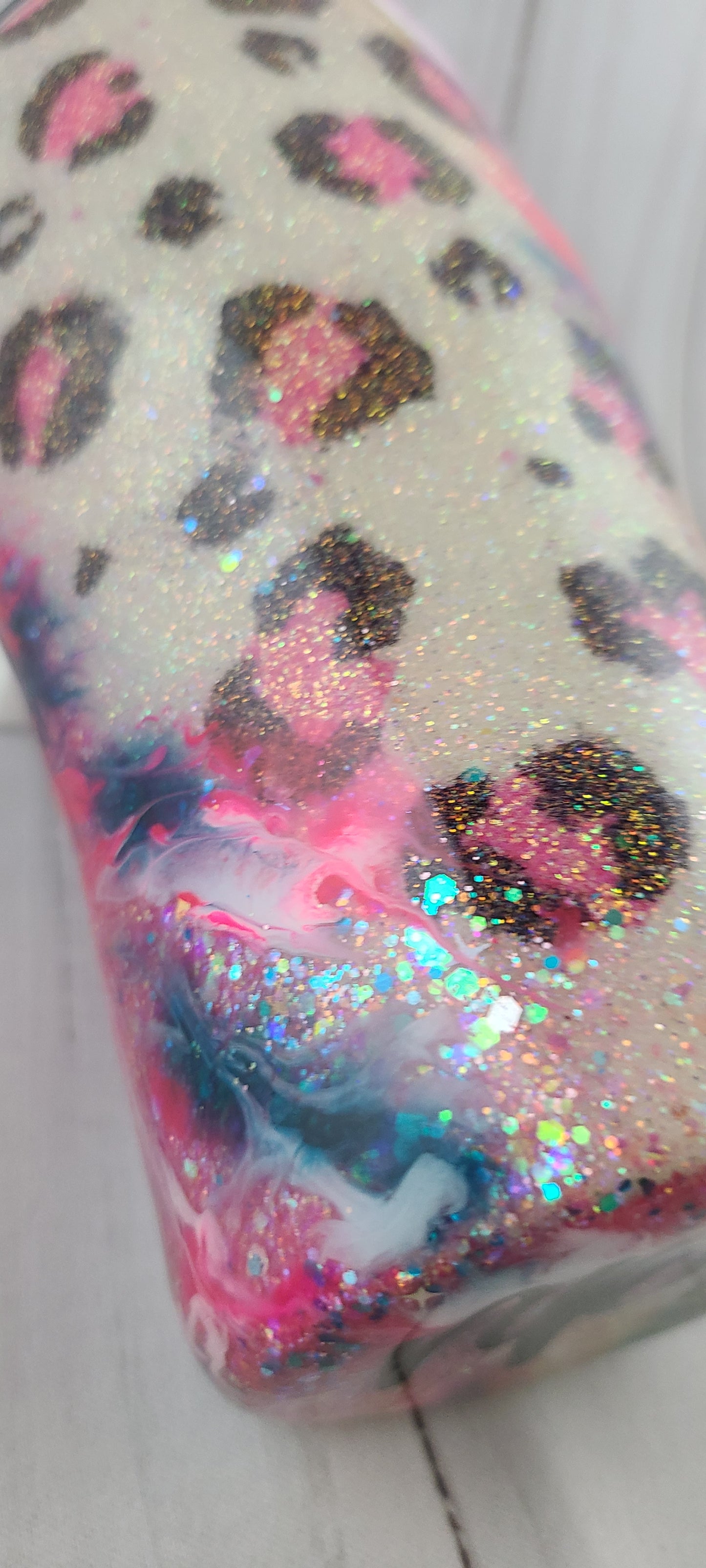 Neon Leopard Print Ink Swirl Tumbler