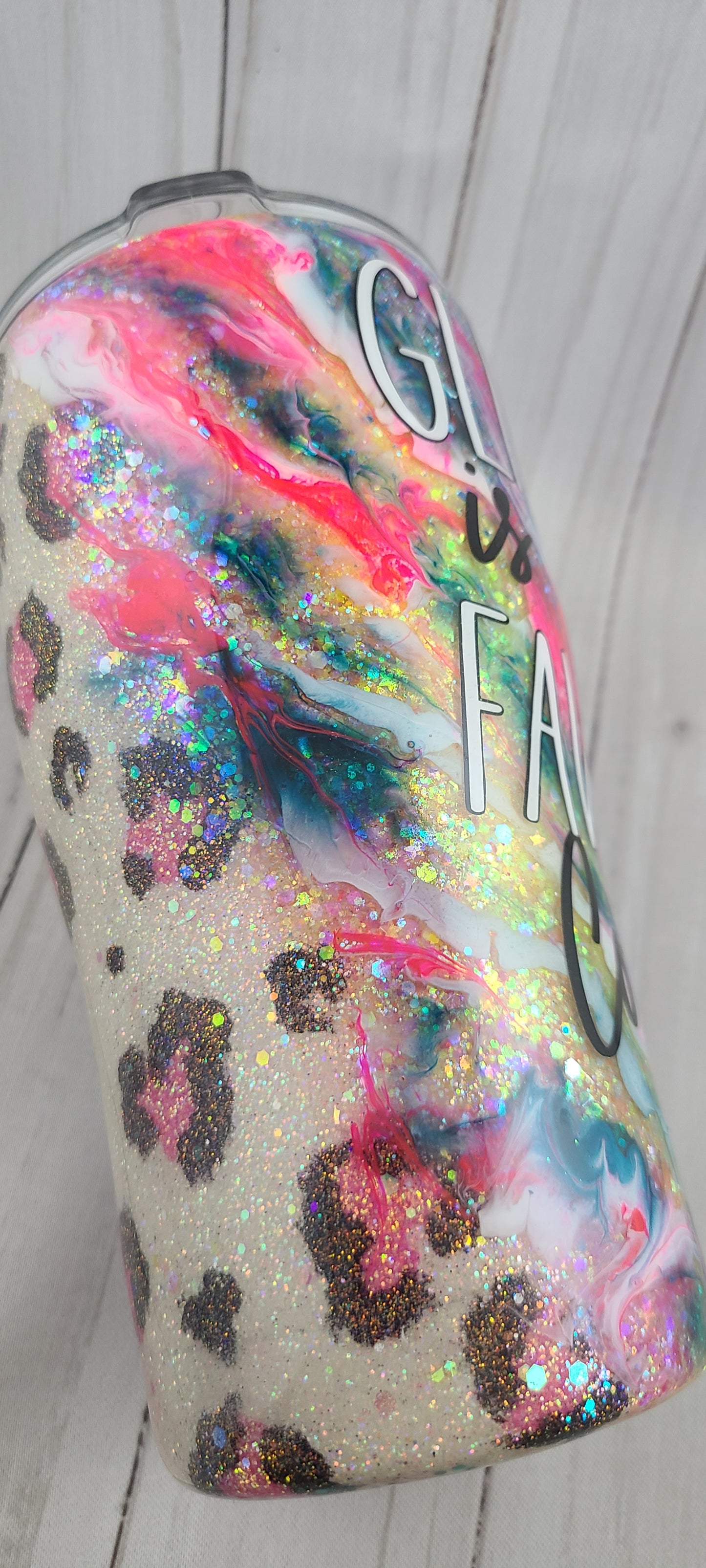 Neon Leopard Print Ink Swirl Tumbler