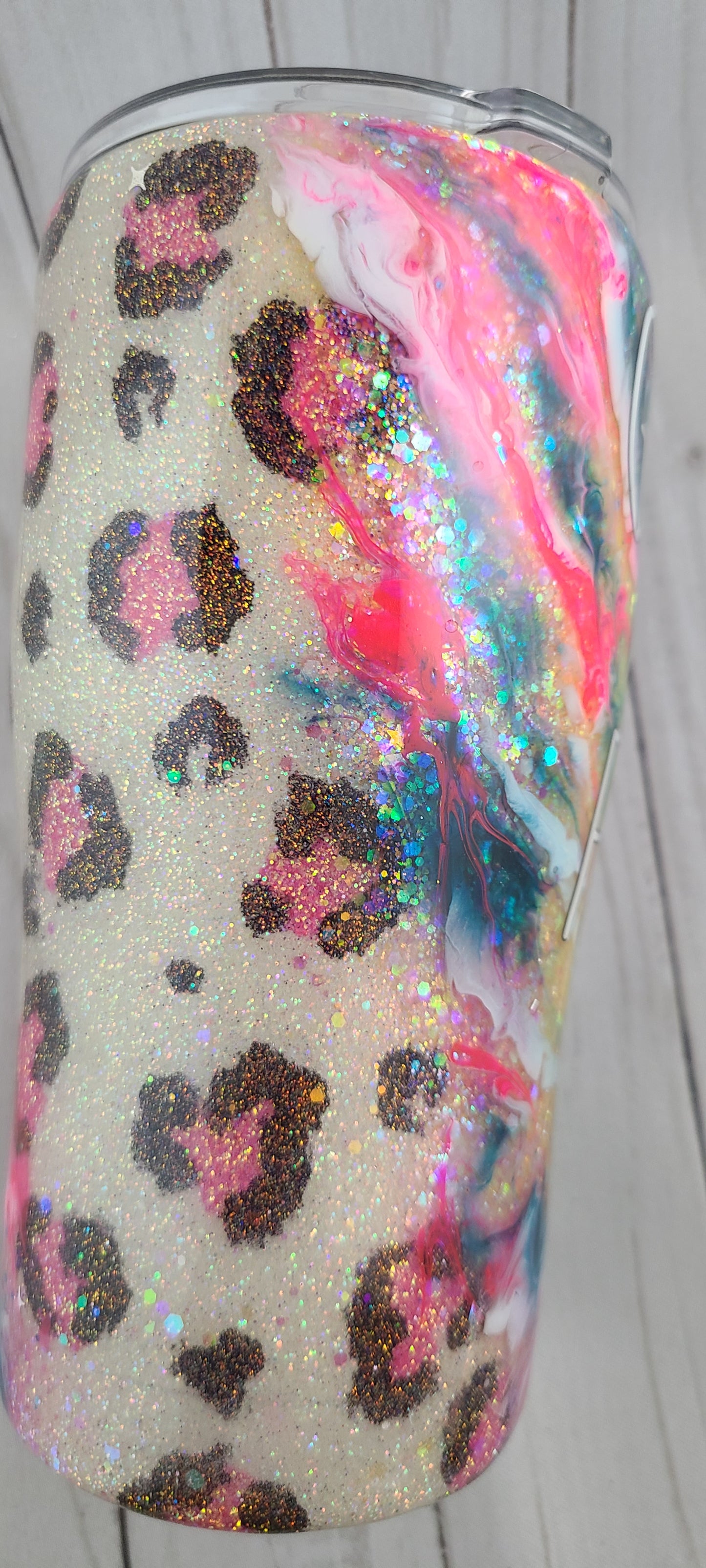 Neon Leopard Print Ink Swirl Tumbler