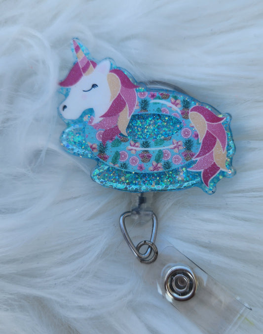 Unicorn Float Badge Reel (blue float)