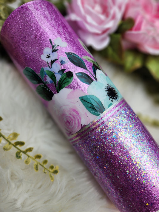 Purple Spring Floral Tumbler