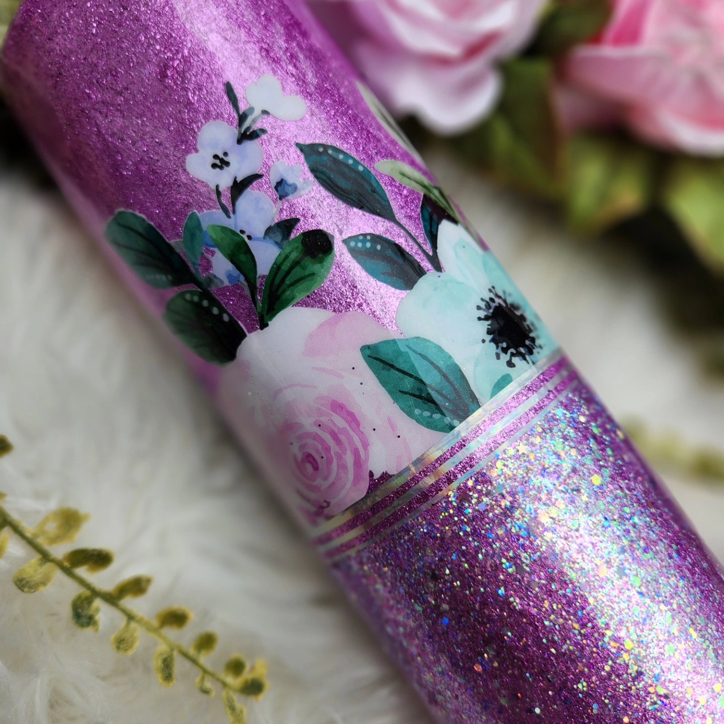 Purple Spring Floral Tumbler