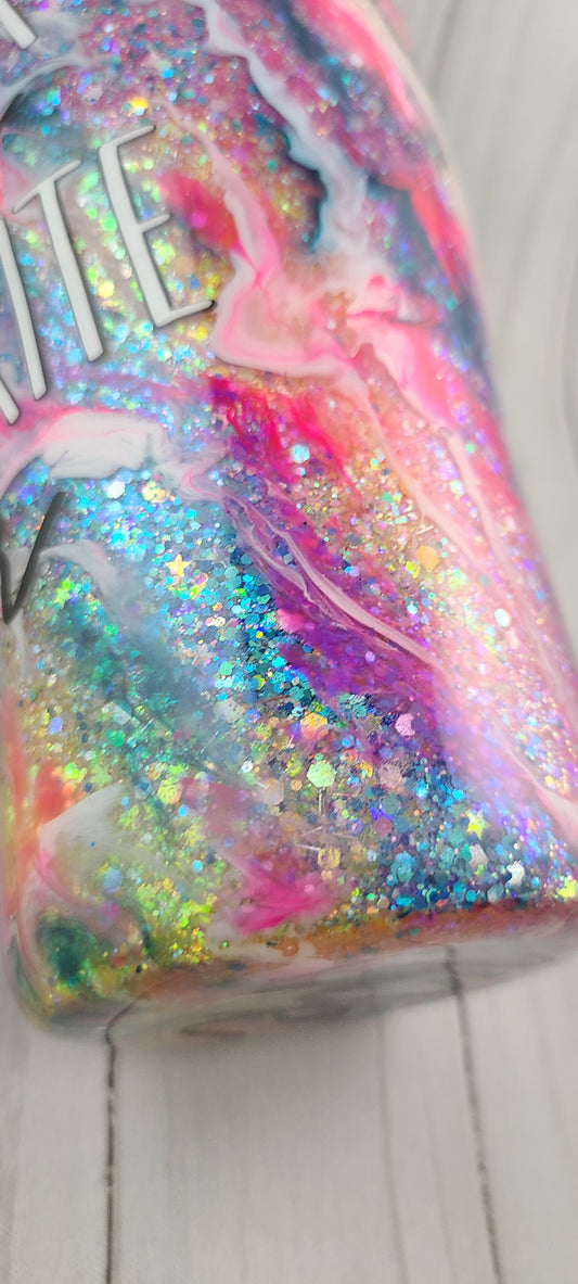 Neon Leopard Print Ink Swirl Tumbler