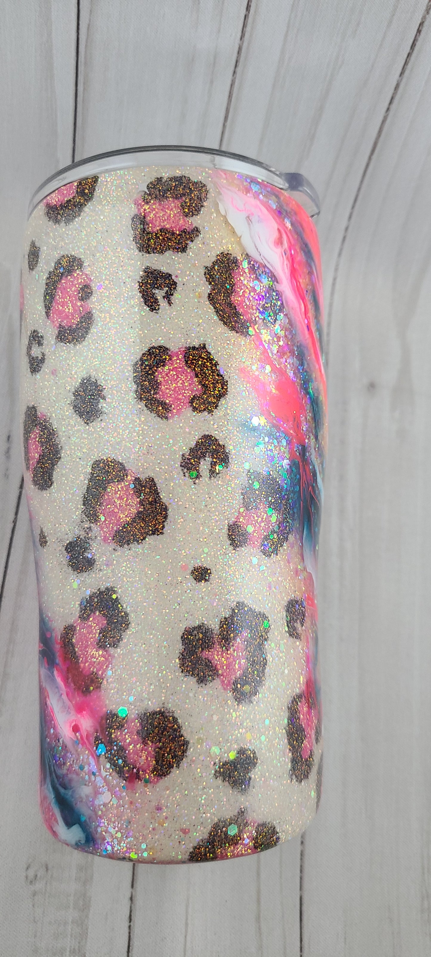 Neon Leopard Print Ink Swirl Tumbler