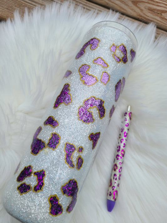 Peekaboo Glitter Ombre Leopard Tumbler