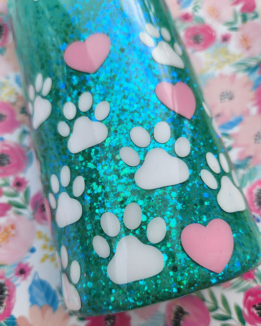 Paw Prints and Hearts Tumbler